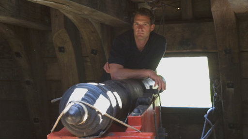 Dan Snow with a cannon